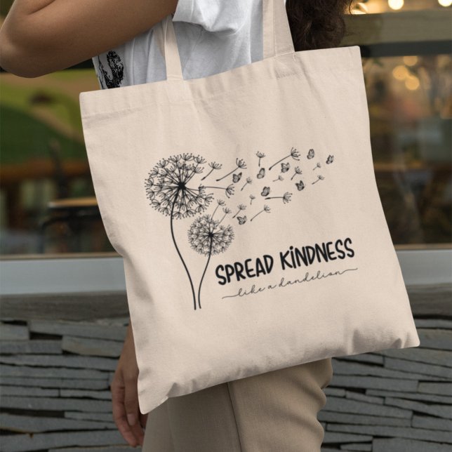 Sprid Kindness som en Anpassningsbar för Dandelion Tygkasse (Spread Kindness Like A Dandelion Butterfly Tote Bag)