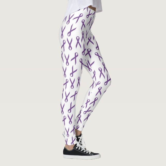 Sprid Lila Awareness Rosett band Mönster Leggings (Höger)