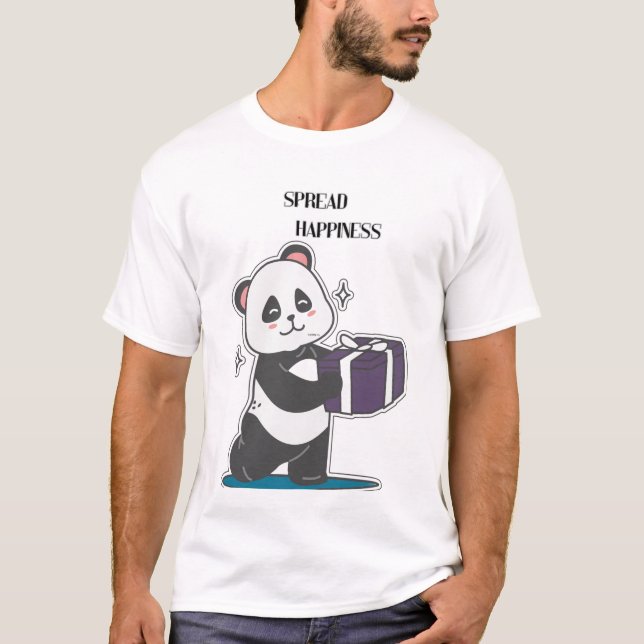 Sprid Lycka Söt Panda Inspirerande T-Shirt (Framsida)