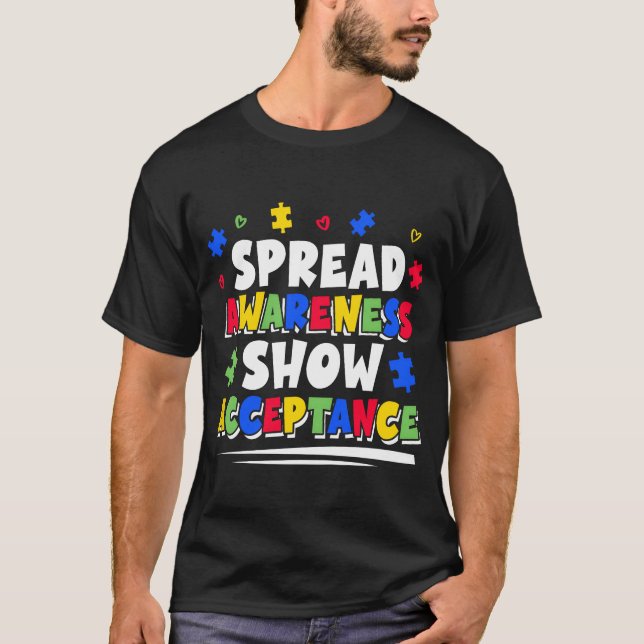 Sprid Medvetenhet Visa Acceptans Autism Medvetenhe T Shirt (Framsida)