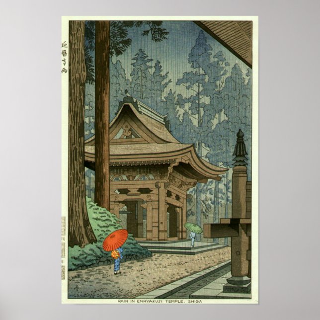 Sprid på Enryakuji Temple Shin Hanga-utskrift Poster (Framsidan)