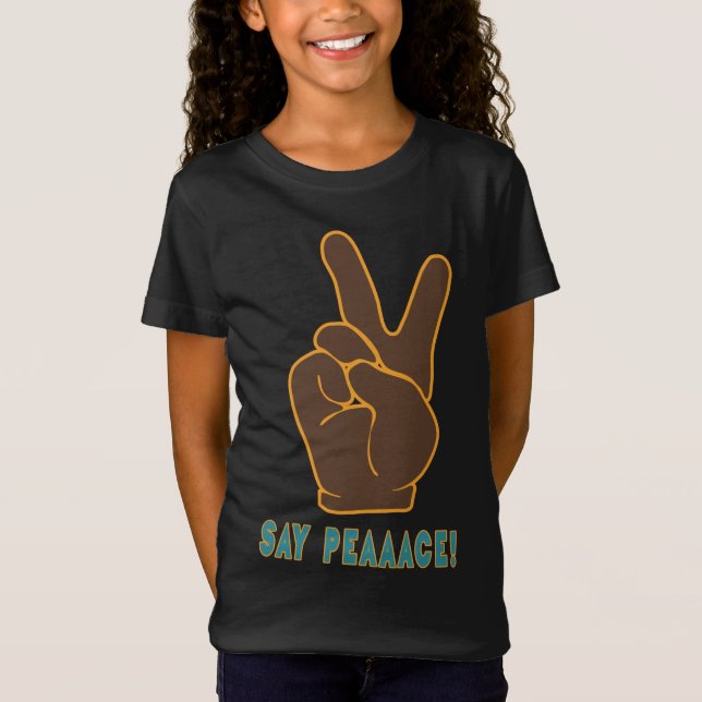 Sprid Peace not Fand Sign Kids Girls T-Shirt (Framsida)