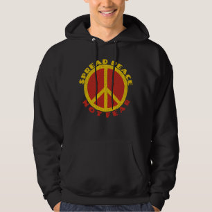 Sprid Peace not Fear Peace Symbol Gult Red Hoodie