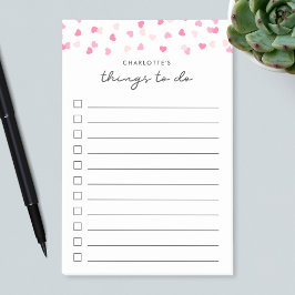 Sprid Rosa Hearts Confetti Sak to Do List Post-it Block