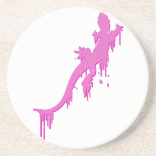 Sprid Rosa Salamander med färgdropp Underlägg