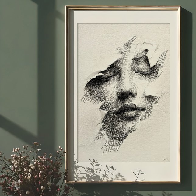 Sprid serenitet: Intricate Monokrome Ansikte Poster (Skapare uppladdad)
