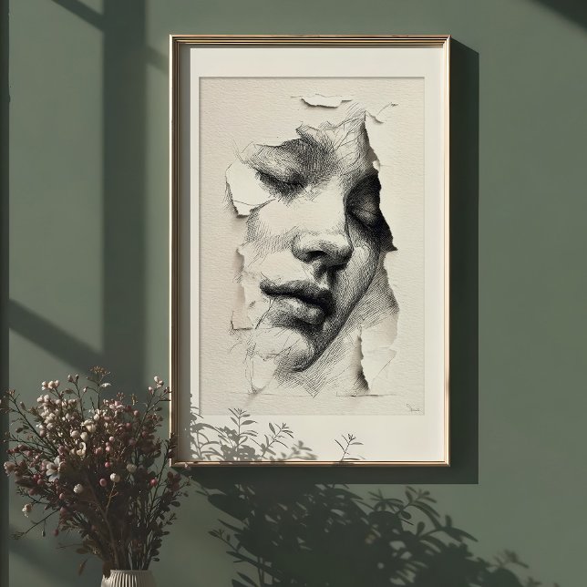 Sprid service: Monokroma linjeart Ansikte Poster (Skapare uppladdad)
