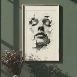 Sprid service: Monokroma linjeart Ansikte Poster