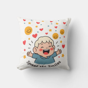 Sprid Smiles - Cute & Cheerful Doodle-Tecknaden Kudde