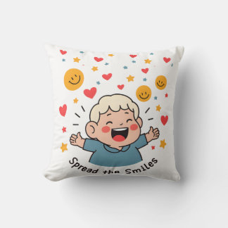 Sprid Smiles - Cute & Cheerful Doodle-Tecknaden Kudde