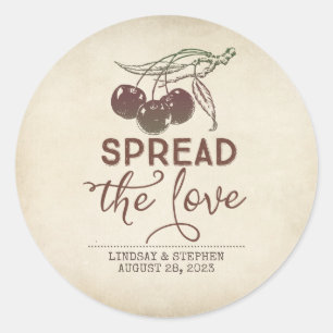 Sprid ut Kärlek: Rustic Cherry Wedding favor Runt Klistermärke