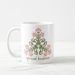 sprid vänlighet retro rosa blommor inspirerande kaffemugg