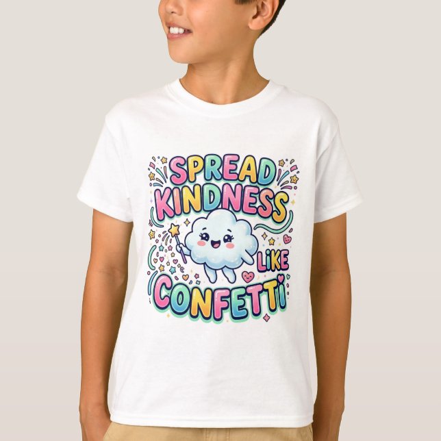 Sprid vänlighet som konfetti Söt Cloud T-shirt  (Framsida)