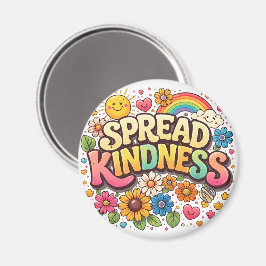 Sprid vänlighet – Söt blommig regnbåge Magnet