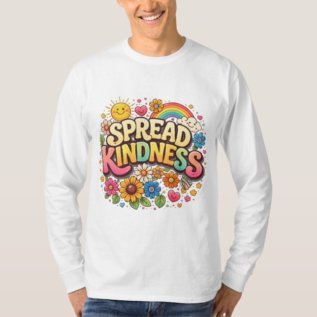 Sprid vänlighet – Söt blommig regnbåge T Shirt (Framsida)