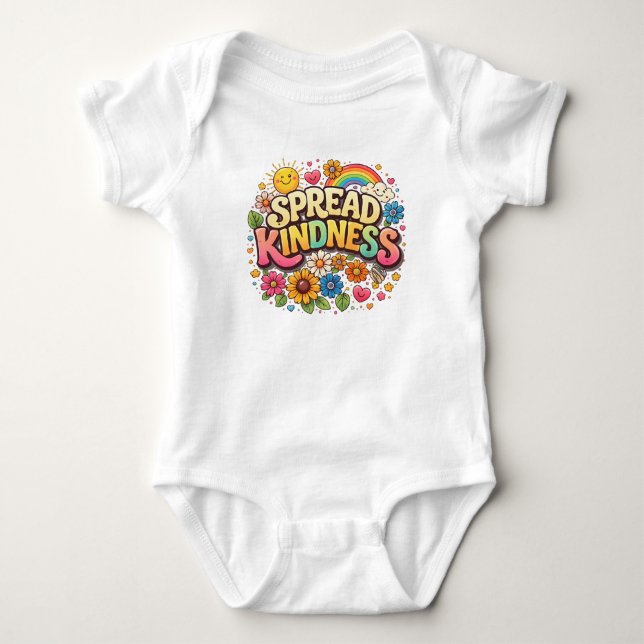 Sprid vänlighet – Söt blommig regnbåge T Shirt (Framsida)