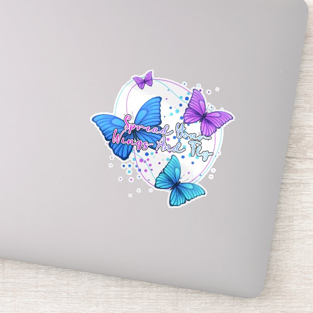 Sprid vingar och flyga fjäril klistermärken (Detalj)