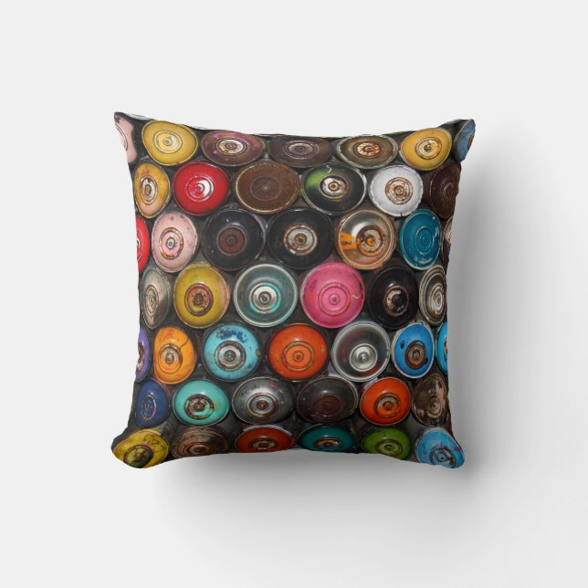 Sprida färgburkar, graffiti. kudde (Framsida)