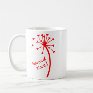 Sprida Kärlek Dandelion med frön från hjärta Kaffemugg