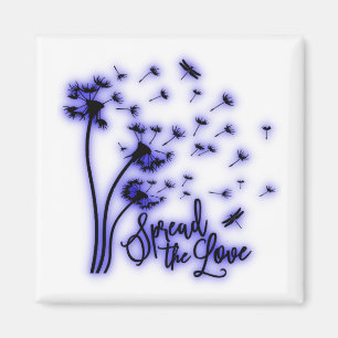 Sprida Kärlek Dandelion och Dragonflies Magnet