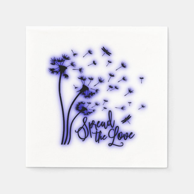 Sprida Kärlek Dandelion och Dragonflies Pappersservett (Framsidan)