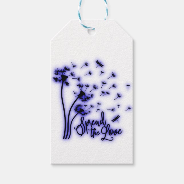 Sprida Kärlek Dandelion och Dragonflies Presentetikett (Framsidan)