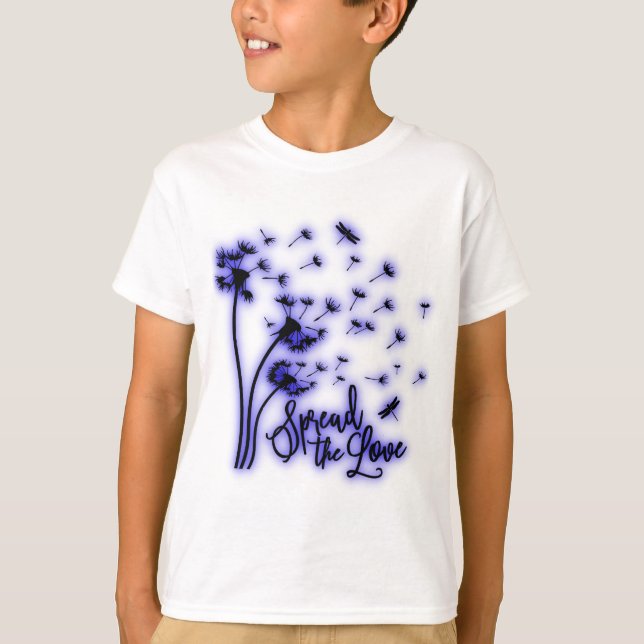 Sprida Kärlek Dandelion och Dragonflies T Shirt (Framsida)