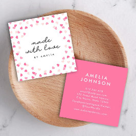 Sprida Rosa Hearts-konfetti tillverkad med Kärlek Fyrkantigt Visitkort