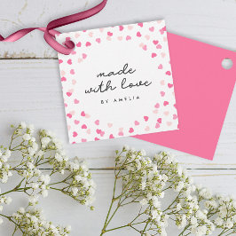 Sprida Rosa Hearts-konfetti tillverkad med Kärlek Gåvor Etiketter