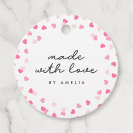 Sprida Rosa Hearts-konfetti tillverkad med Kärlek Gåvor Etiketter