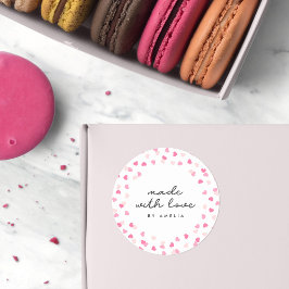 Sprida Rosa Hearts-konfetti tillverkad med Kärlek Runt Klistermärke