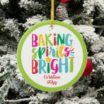 Sprida sprit med ljusa, färgstarka julgranar julgransprydnad keramik<br><div class="desc">I julklappen finns texten "bakande sprit briljant" i roligt, färgstark typografi. Klicka på knappen Anpassa om du vill ha mer flexibilitet när du lägger till/ändrar text och/eller bilder! Det finns både variationer i denna design och samordnade produkter i vår butik, zazzle.com/store/doodlelulu. Kontakta oss om du behöver den här designen för...</div>