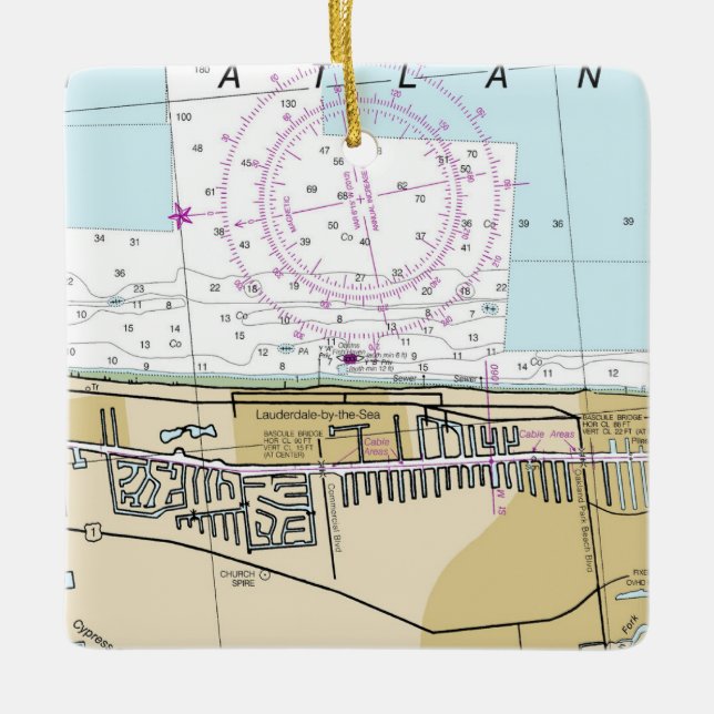 Spridale by Sea Nautical Chart Julgransprydnad Keramik (Framsida)