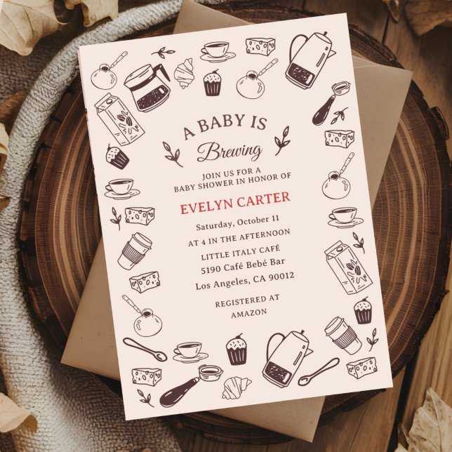 Spridd Handritad Café Baby Shower Inbjudningar (Skapare uppladdad)