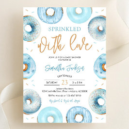 Spridda Med Kärlek Blå Munkar Baby Shower Inbjudningar