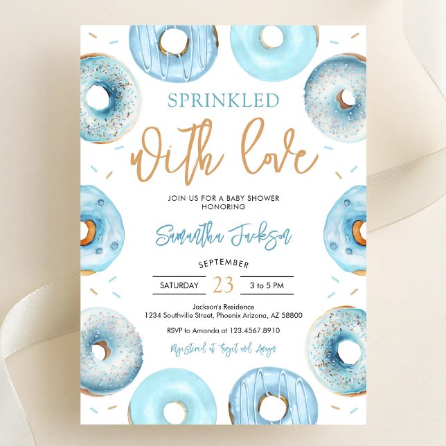 Spridda Med Kärlek Blå Munkar Baby Shower Inbjudningar (Skapare uppladdad)