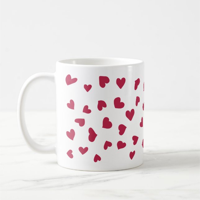 Spridda röda hjärtan doodles-mugg kaffemugg (Vänster)