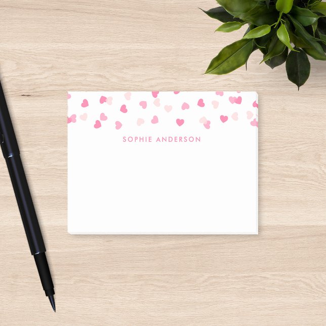 Spridda Rosa Hjärtan Konfetti Post-it Block (Skapare uppladdad)