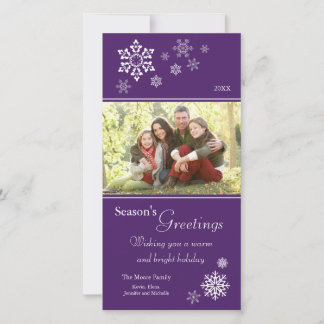Spridda snöflingor Holiday Photocard (lila) Julkort