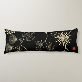 "Spridning av Kärlek" Golden Black Abstrakt Flower Kroppskudde