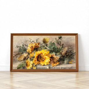 Spridning av solblommor på en sten, M. Roosenboom Poster