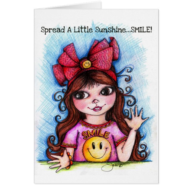 Spridning lite ett solsken! hälsningskort (Framsidan)
