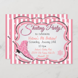 Spridning Rosa Ice Skating Party Inbjudan