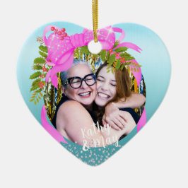 Spridning Rosa Ribbon Photo jul Blue Julgransprydnad Keramik