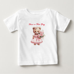 Spridning Smiles: Nalle med Flowers T-Shirt