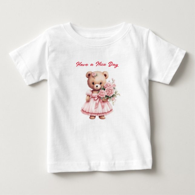 Spridning Smiles: Nalle med Flowers T-Shirt (Framsida)