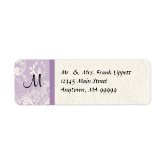 Spridningsetiketter - Fleur di Lys Damask - Lavend Returadress Etikett