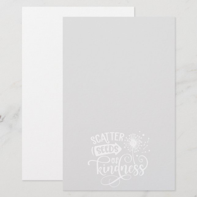 Spridningsfrön av kindness Grått & White Stationer (Fram/baksida)
