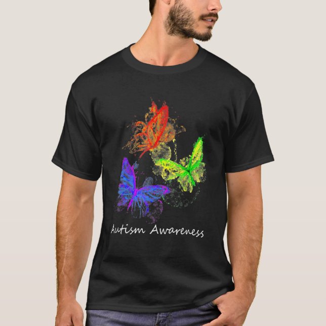 Spridningsmedvetenhet Butterflies utan puzzle Dela T Shirt (Framsida)