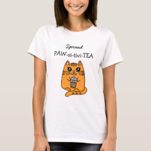 Spridningsposition   Kawaii Cat och Bubble Tea Pun T Shirt